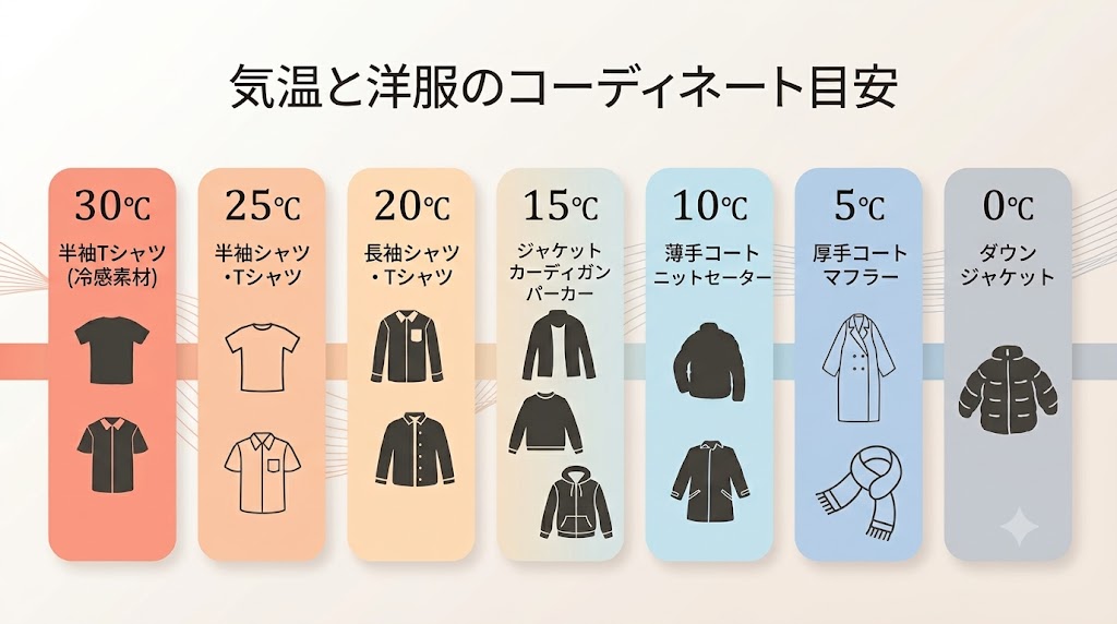 気温と洋服のコーディネート目安